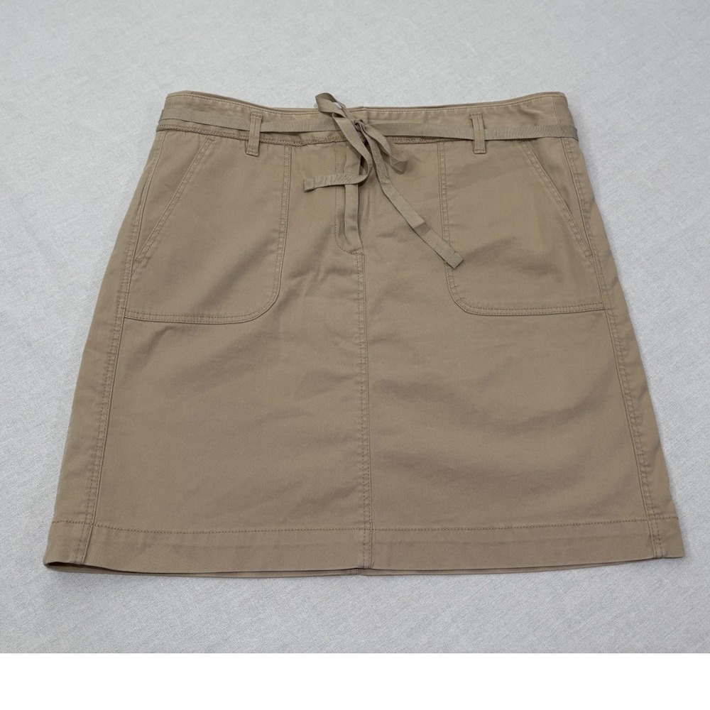 LOFT Ann Taylor Womens Tan Khaki Utility‎ Cargo Skirt Tie Waist Size 6